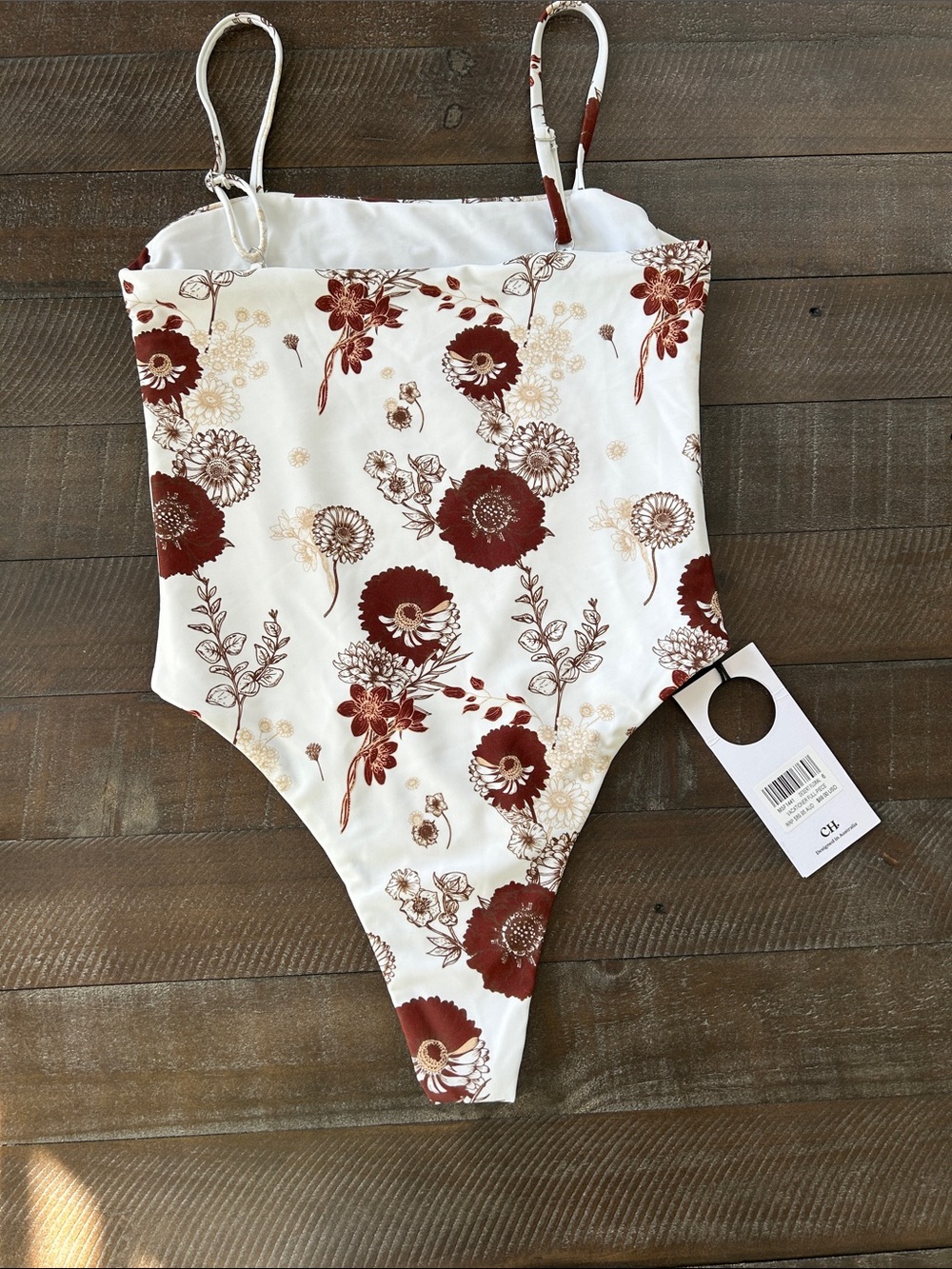 Charlie Holiday Cream One-Piece Swimsuit with Rust Floral Print - Picture 3 of 7